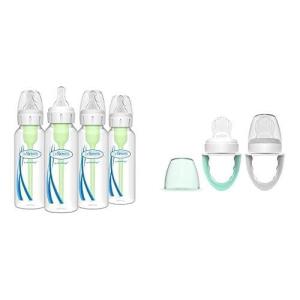 image:imageDr Browns Natural Flow AntiColic Options Narrow Baby Bottle 8 oz250 mL Level 1 Slow amp Fresh First Silicone Feeder Mint Grey 2 Count