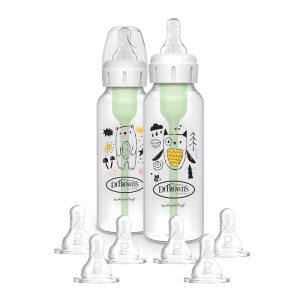 image:imageDr Browns Natural Flow AntiColic Options Narrow Baby Bottle Bear amp Owl 8 oz250 mL with Level 1 Slow Flow Nipple BPA free 0m 2Pack and Preemie Flow 6Pack NipplesBear  Owl with Preemie Nipples