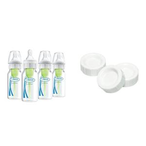 image:imageDr Browns Natural Flow AntiColic Options Narrow Baby Bottles 4 oz Pack of 4 with Slow Flow Nipple 0m Includes Travel Caps 3Pack