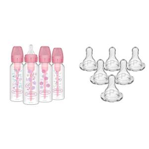 image:imageDr Browns Natural Flow AntiColic Options Narrow Baby Bottles Floral Designs 8oz250mL Pink 0m amp Dr Browns Natural Flow Preemie Flow Narrow Baby Bottle Silicone Nipple 6 Count