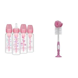 image:imageDr Browns Natural Flow AntiColic Options Narrow Baby Bottles Floral Designs 8oz250mL Pink 0m amp Reusable Sponge Baby Bottle Cleaning Brush with Suction Cup Stand Pink 1Pack