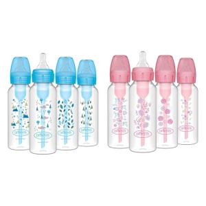 image:imageDr Browns Natural Flow AntiColic Options Narrow Baby Bottles Pink Floral amp Blue Nature 8 oz250 mL  Level 1 Slow Flow Nipples 0m 8 Pack