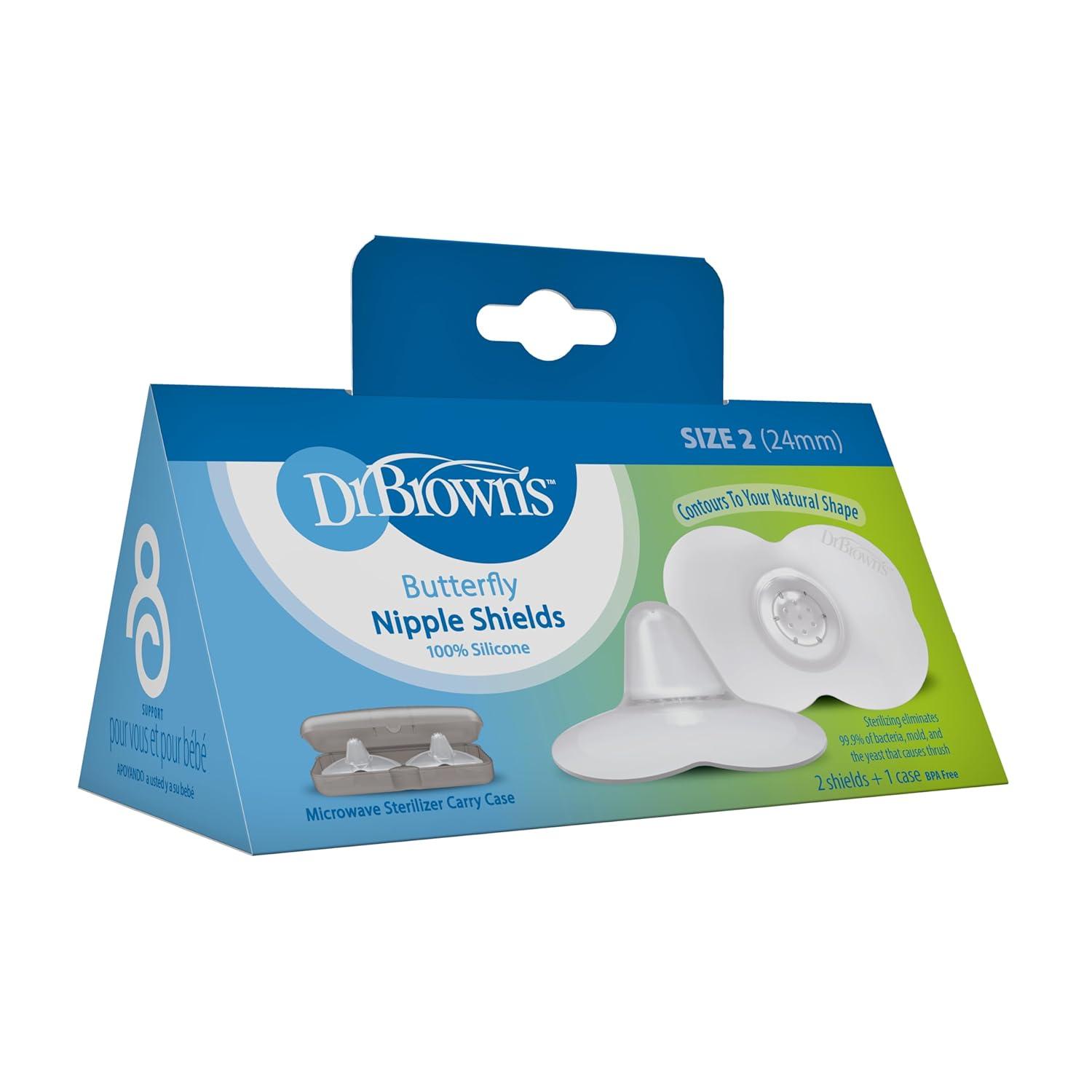 image:imageDr Browns Butterfly Breastfeeding Nipple Shields for Protecting Sore Flat or Inverted Nipples Essential for Latching Difficulties with Microwave Sterilizer Carrying Case 24mm24mm