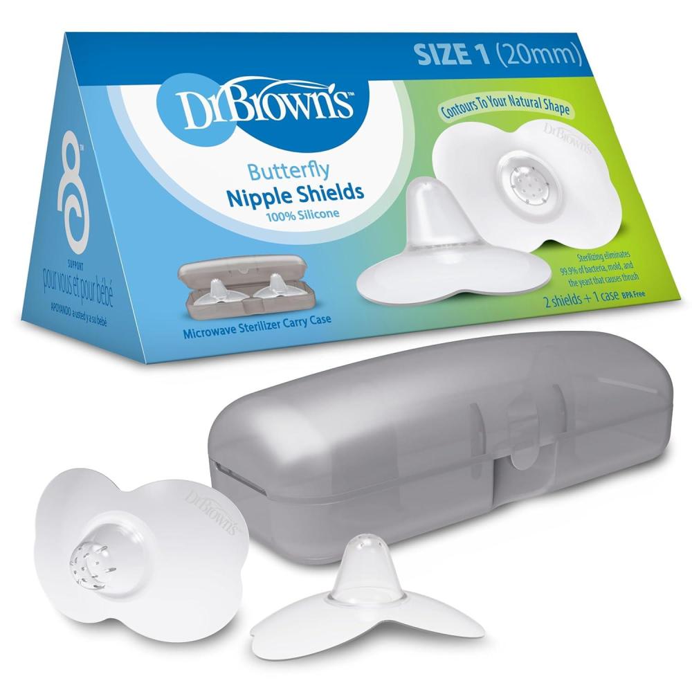 image:imageDr Browns Butterfly Breastfeeding Nipple Shields for Protecting Sore Flat or Inverted Nipples Essential for Latching Difficulties with Microwave Sterilizer Carrying Case 24mmSize 1 20mm