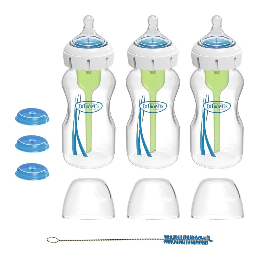 image:imageDr Browns Medical Specialty Feeding System WideNeck Baby Bottles Oral Feeding Solution for Preemies amp Infants with Cleft Lip amp Feeding Challenges 9 oz270 mL 0m 3Pack