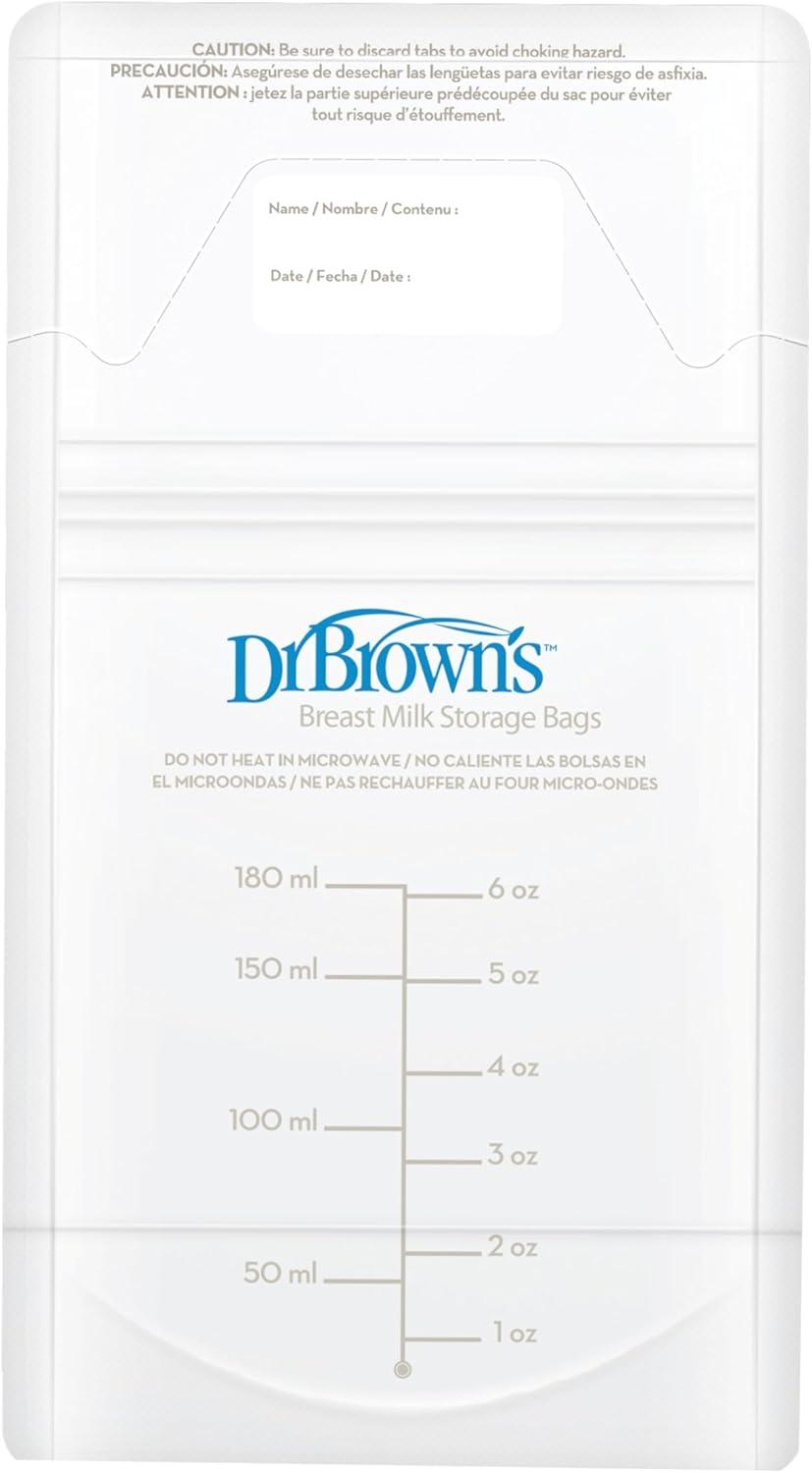 image:imageDr Browns Breast Milk Storage Bags Disposable and Durable Bags for Freezing amp Heating Breast Milk 100 ct 6 oz Bags BPA free100 Count