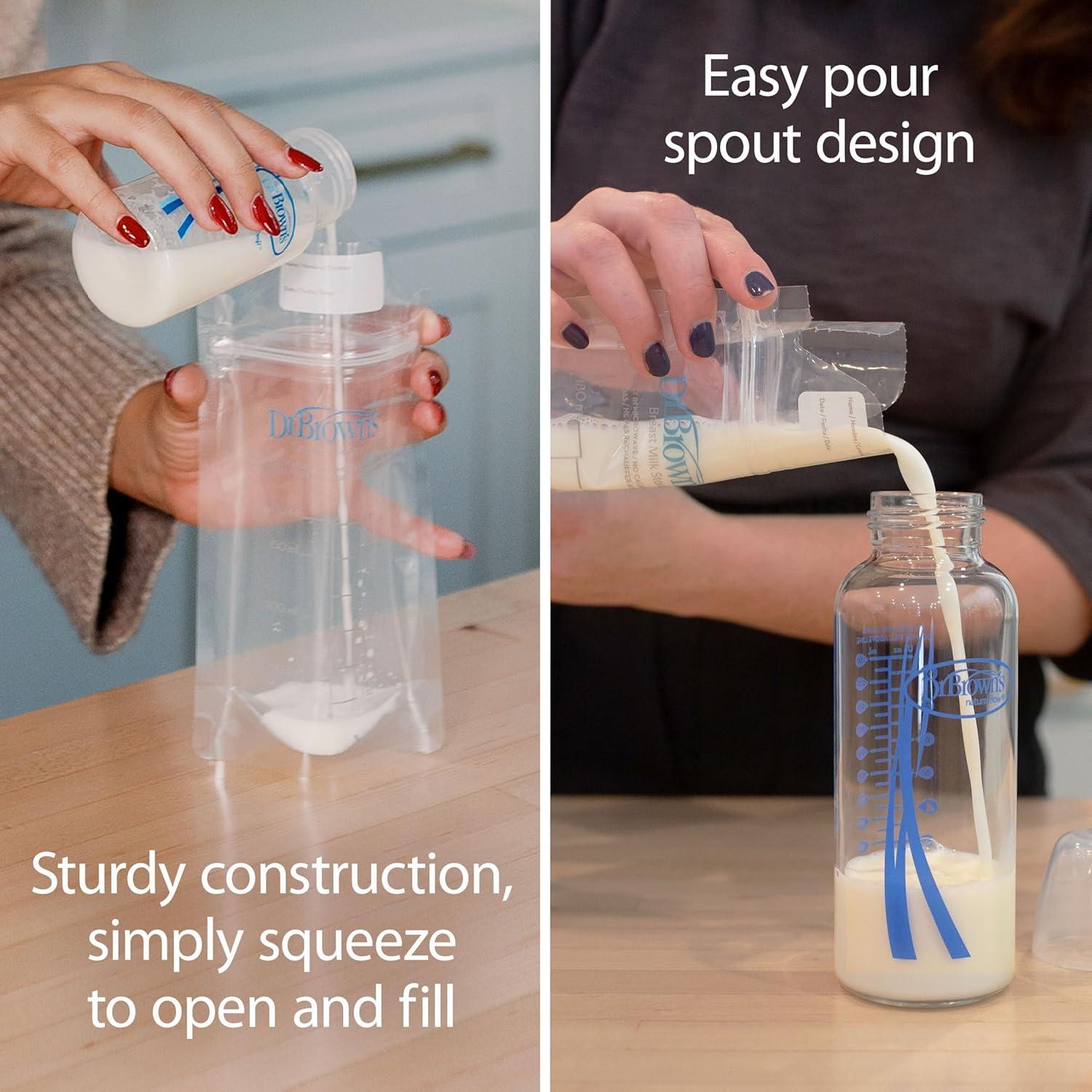 image:imageDr Browns Breast Milk Storage Bags Disposable and Durable Bags for Freezing amp Heating Breast Milk 100 ct 6 oz Bags BPA free100 Count