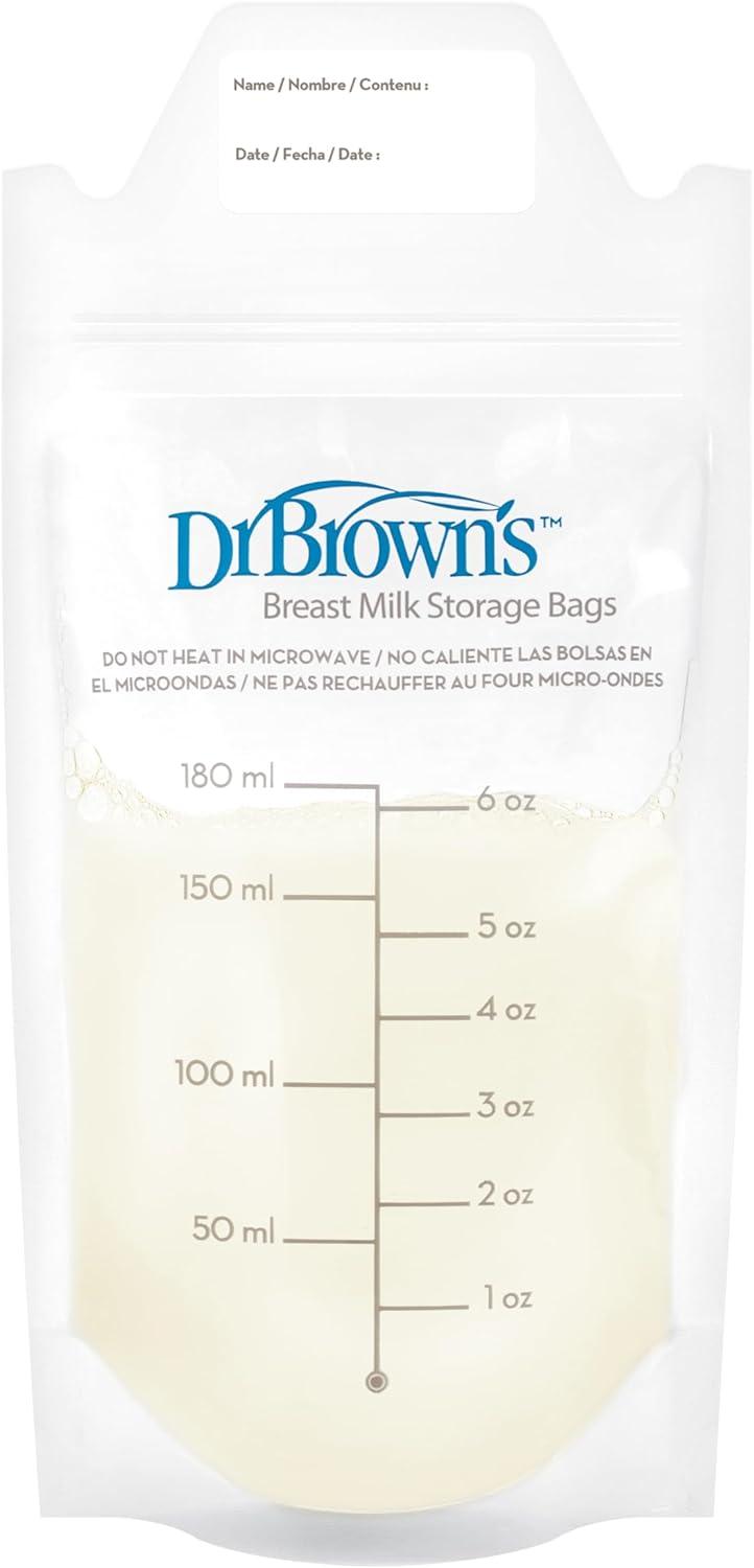 image:imageDr Browns Breast Milk Storage Bags Disposable and Durable Bags for Freezing amp Heating Breast Milk 100 ct 6 oz Bags BPA free100 Count