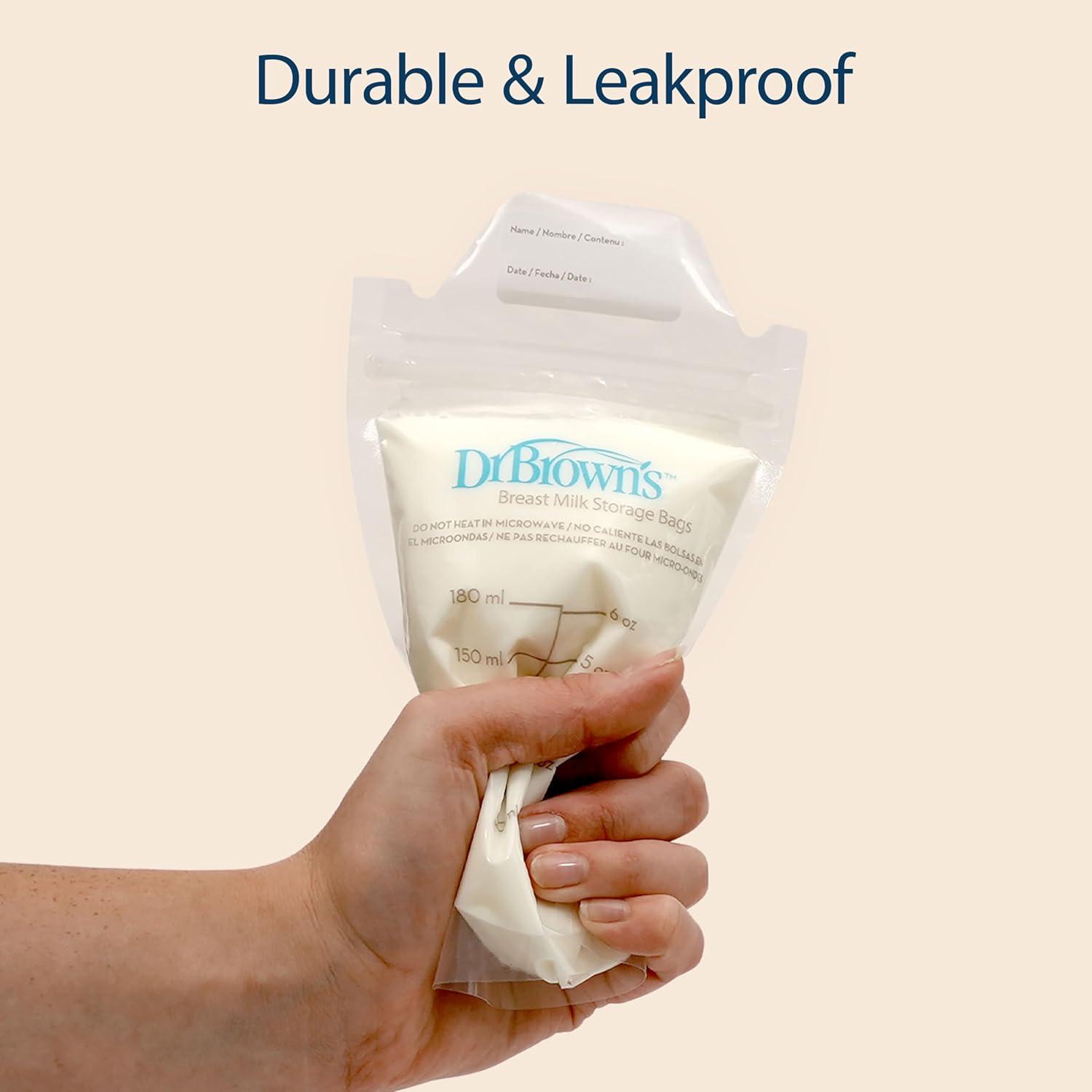 image:imageDr Browns Breast Milk Storage Bags Disposable and Durable Bags for Freezing amp Heating Breast Milk 100 ct 6 oz Bags BPA free50 Count