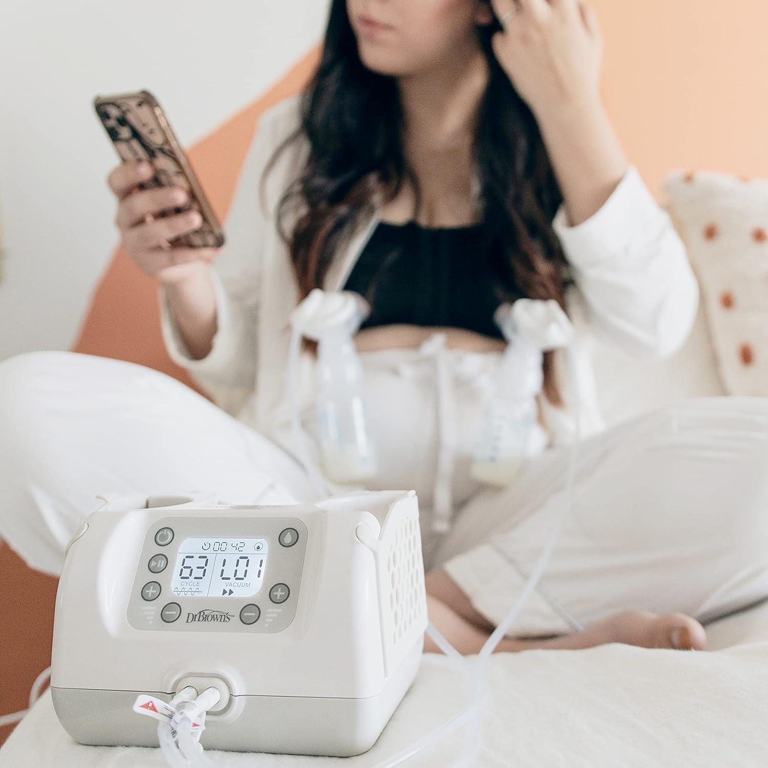 image:imageDr Browns Customflow Hospital Strength Double Electric Breast Pump with Adjustable Settings Includes Breast Milk Collection Bottles Flanges amp Other Pumping EssentialsBreast Pump Gift Set