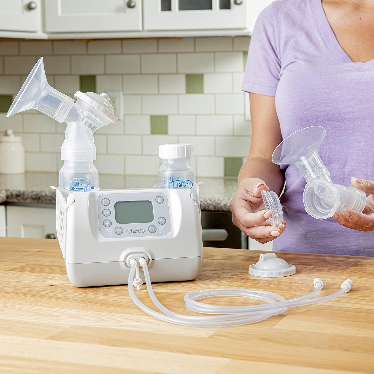image:imageDr Browns Customflow Hospital Strength Double Electric Breast Pump with Adjustable Settings Includes Breast Milk Collection Bottles Flanges amp Other Pumping EssentialsBreast Pump Gift Set