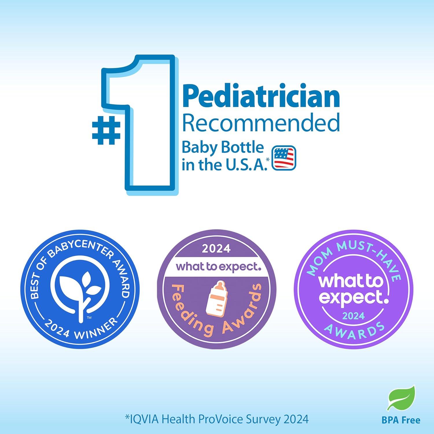 image:imageDr Browns Natural Flow AntiColic Options WideNeck Baby Bottles 9 oz270 mL with Level 1 Slow Flow Nipple 4 Count 0m1Pack 9oz Clear