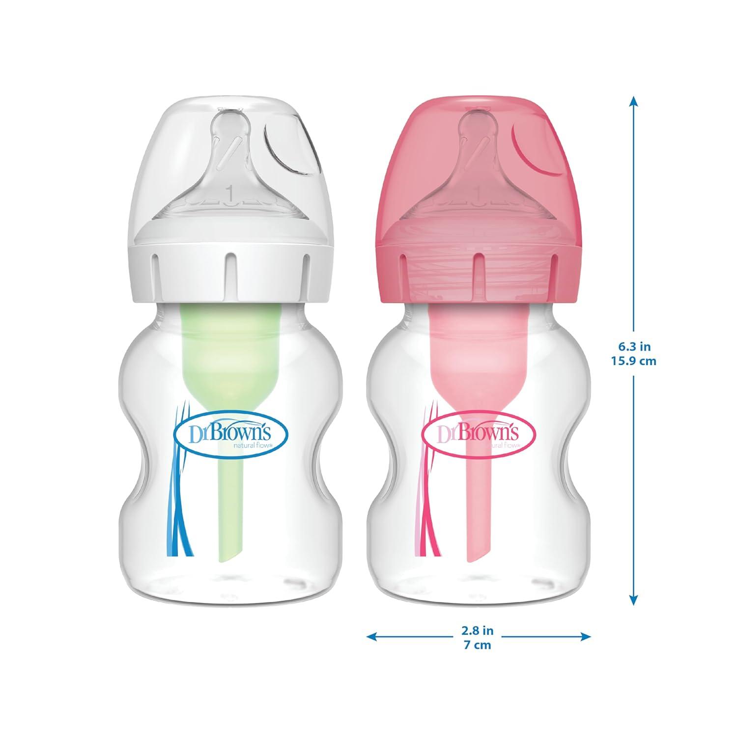 image:imageDr Browns Natural Flow AntiColic Options WideNeck Baby Bottles 9 oz270 mL with Level 1 Slow Flow Nipple 4 Count 0m5 oz 1 Pack