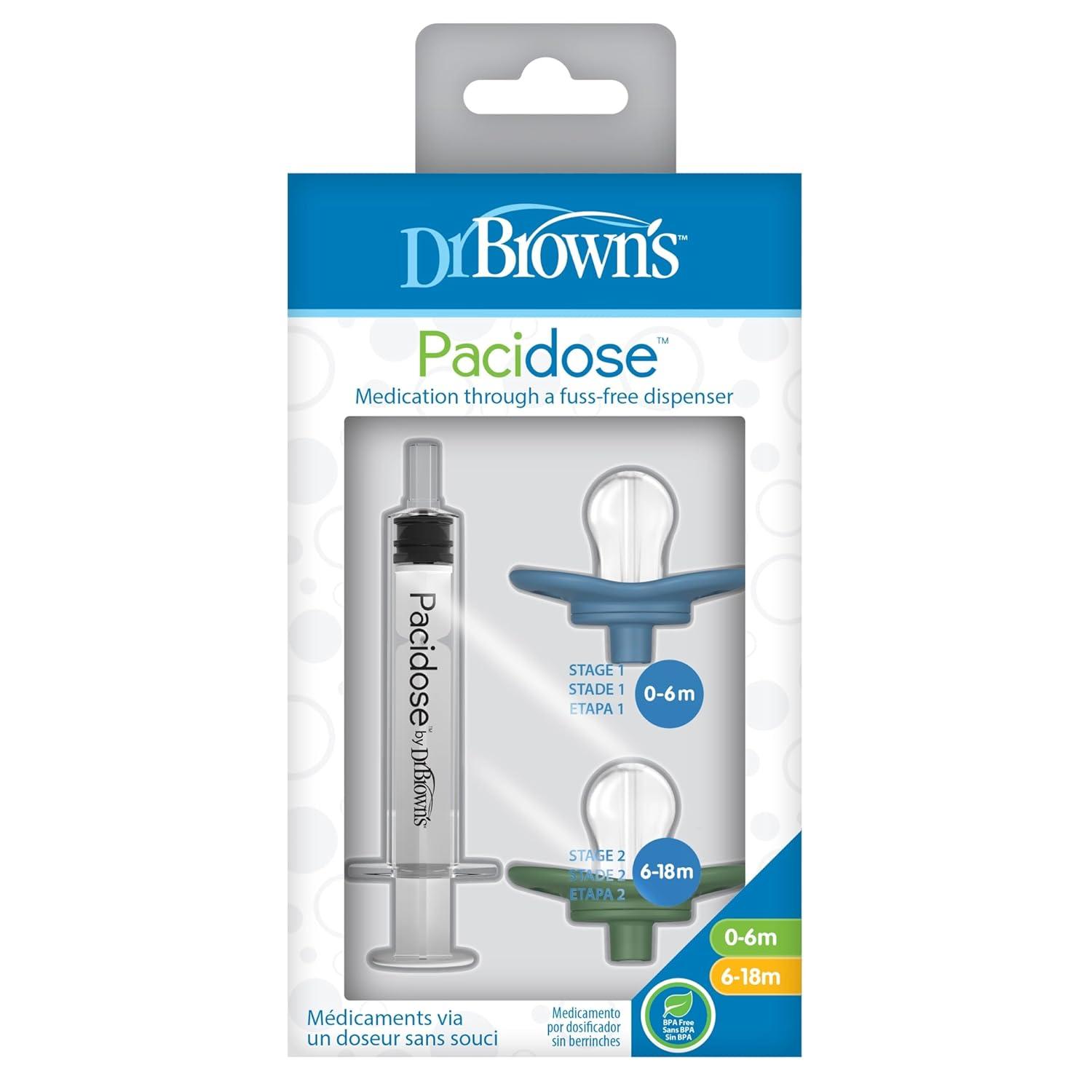 image:imageDr Browns Pacidose Liquid Medicine Dispenser for Babies and Toddlers Oral Syringe and Two Bulb Sizes 06 m and 618 m BPAFree2 Count Pack of 1