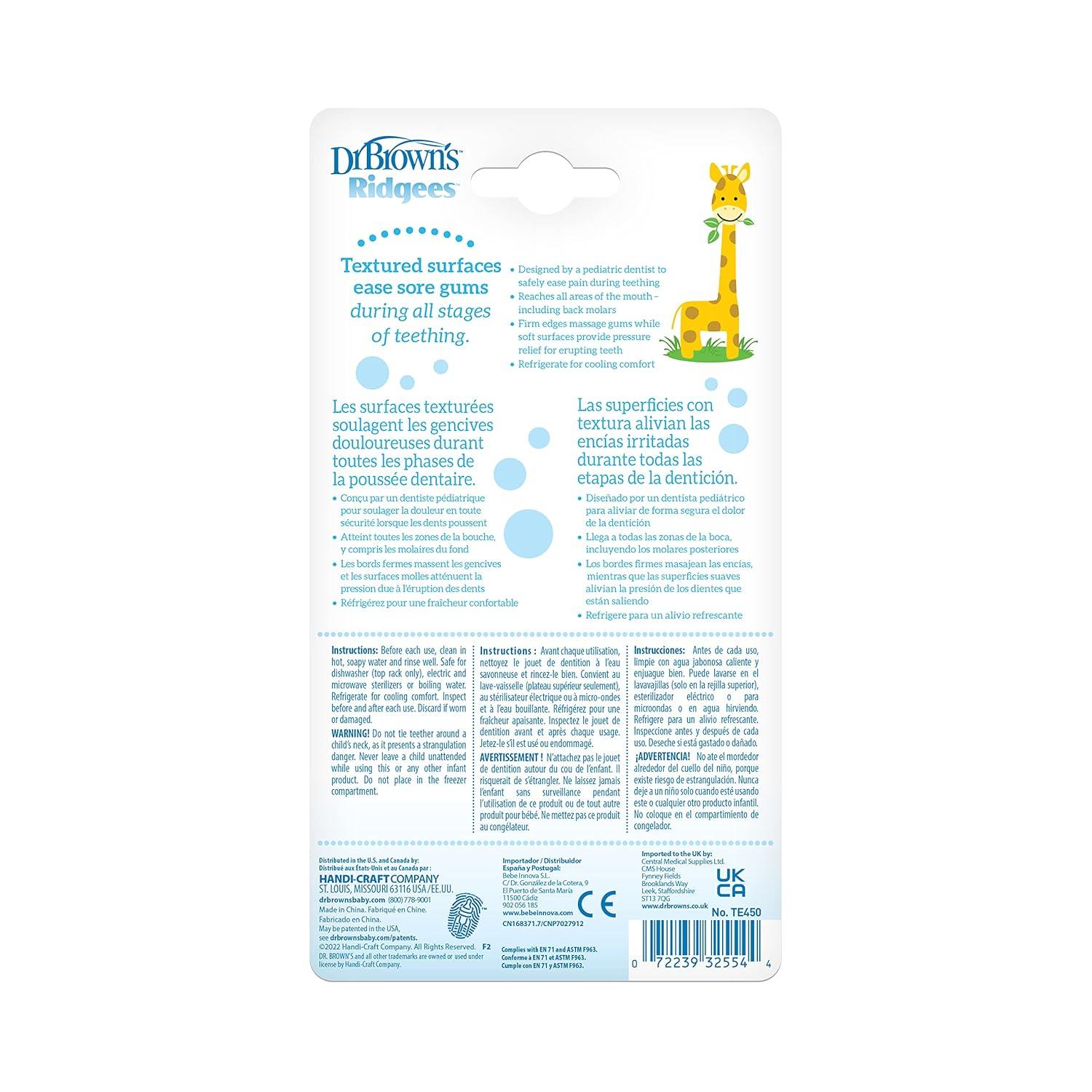 image:imageDr Browns Ridgees Giraffe Massaging Baby Teether Designed by a Pediatric Dentist BPA Free 3mGiraffe Textured Teether