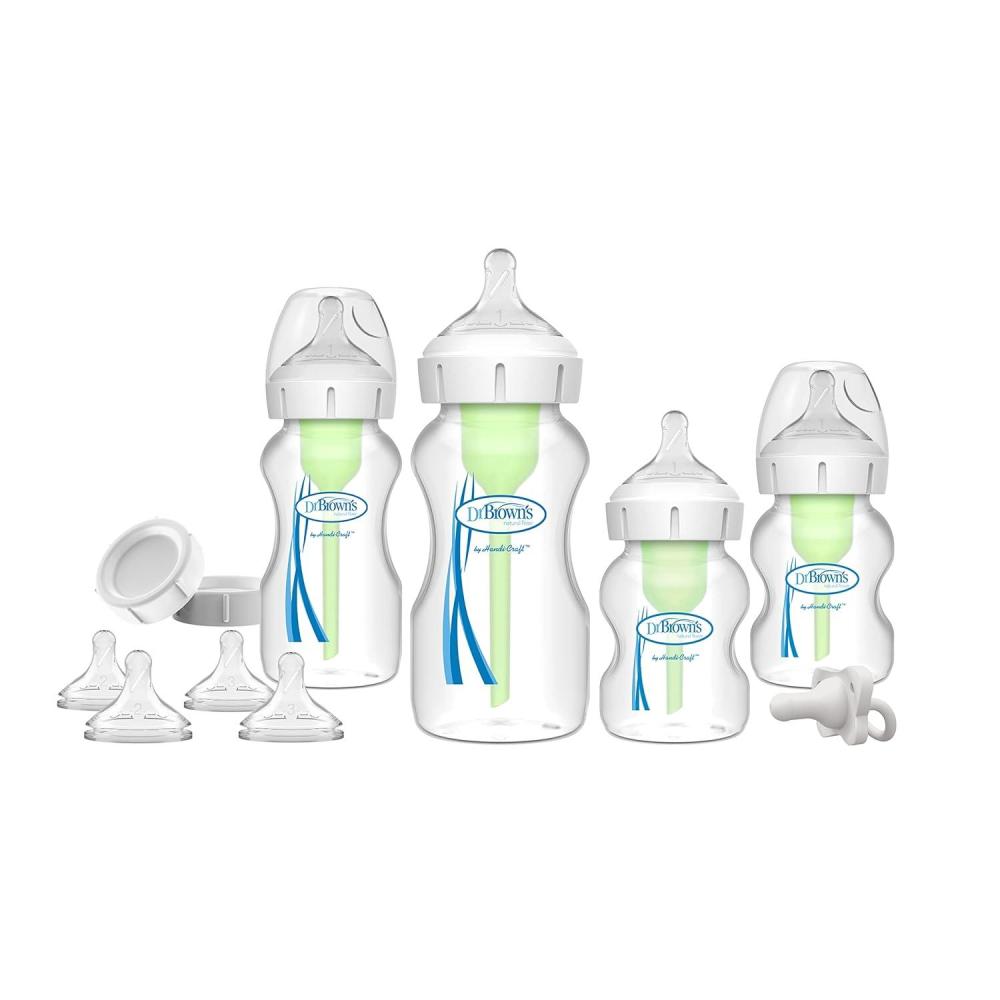 image:imageDr Browns AntiColic Options WideNeck Baby Bottle Feeding Set 5 oz9 oz with Bottle Travel Caps Packaging May VaryBottle Feeding Essentials