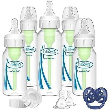 image:imageDr Browns Natural Flow AntiColic Options Narrow Baby Bottle Gift Set with Advantage Pacifier amp Bottle Travel Caps 0mBaby Bottle Gift Set 15 Piece