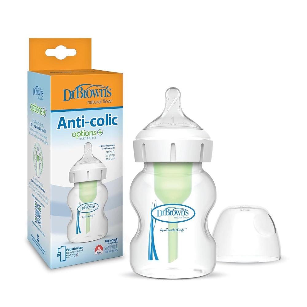 image:imageDr Browns Natural Flow AntiColic Options WideNeck Baby Bottles 9 oz270 mL with Level 1 Slow Flow Nipple 4 Count 0m5 oz 1 Pack