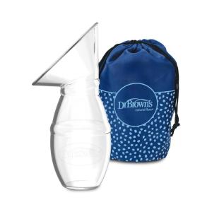 image:imageDr Browns 100 Silicone OnePiece Breast Pump HandsFree Breast Milk Collector with AntiColic Options Baby Bottle 4 oz with Slow Flow Nipple Travel Lid and Travel BagClear  Breast Pump
