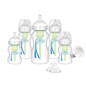 image:imageDr Browns AntiColic Options WideNeck Baby Bottle Feeding Set 5 oz9 oz with Bottle Travel Caps Packaging May VaryNewborn Feeding Set