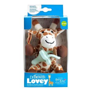 image:imageDr Browns Baby Lovey Pacifier and Teether Holder Giraffe with Green HappyPaci 100 Silicone 06mGiraffe
