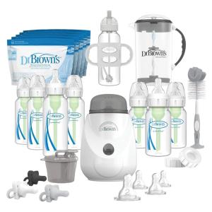 image:imageDr Browns Natural Flow AntiColic Options First Year Feeding Set with Newborn Baby Bottles Soft Spout Transition Cup Bottle Cleaning Brush amp 100 Silicone HappyPaci Pacifier 0m38 Piece  AllinOne Bottle Warmer Gift Set