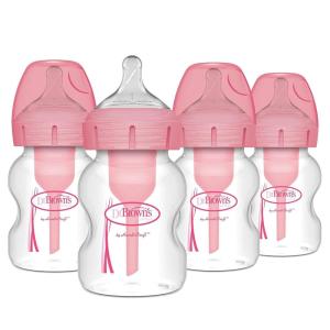 image:imageDr Browns Natural Flow AntiColic Options WideNeck Baby Bottles 9 oz270 mL with Level 1 Slow Flow Nipple 4 Count 0m4Pack  9oz  Clear
