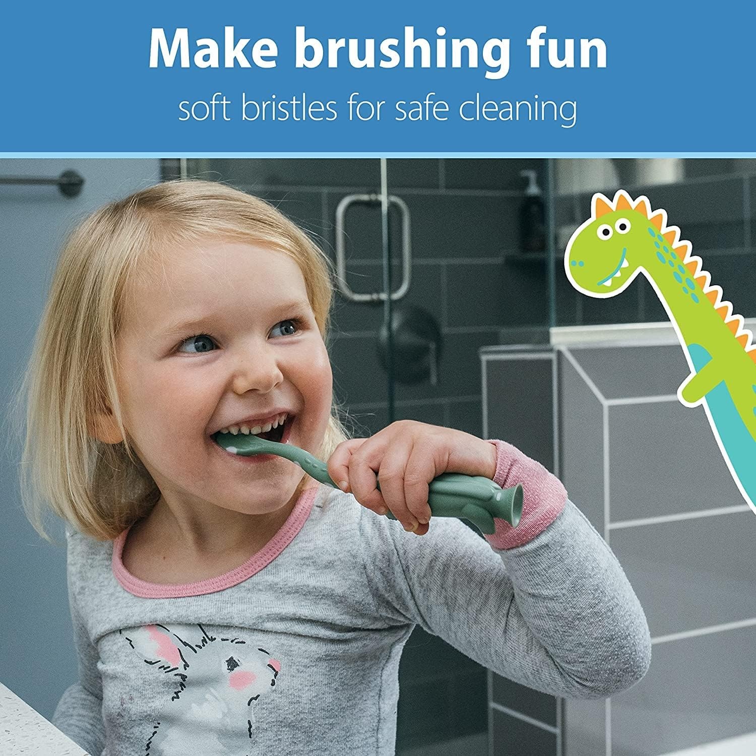 image:imageDr Browns Baby and Toddler Toothbrush Green Dinosaur 1Pack 14 Years CleanUp Float amp Hatch Dino Eggs Bath Toy 6m DinoSoft Baby Bath Spout Cover BPA Free Certified Plastic NeutralDino Hatch Eggs Dino Bath Spout Cover and Green Dino Toothbrush