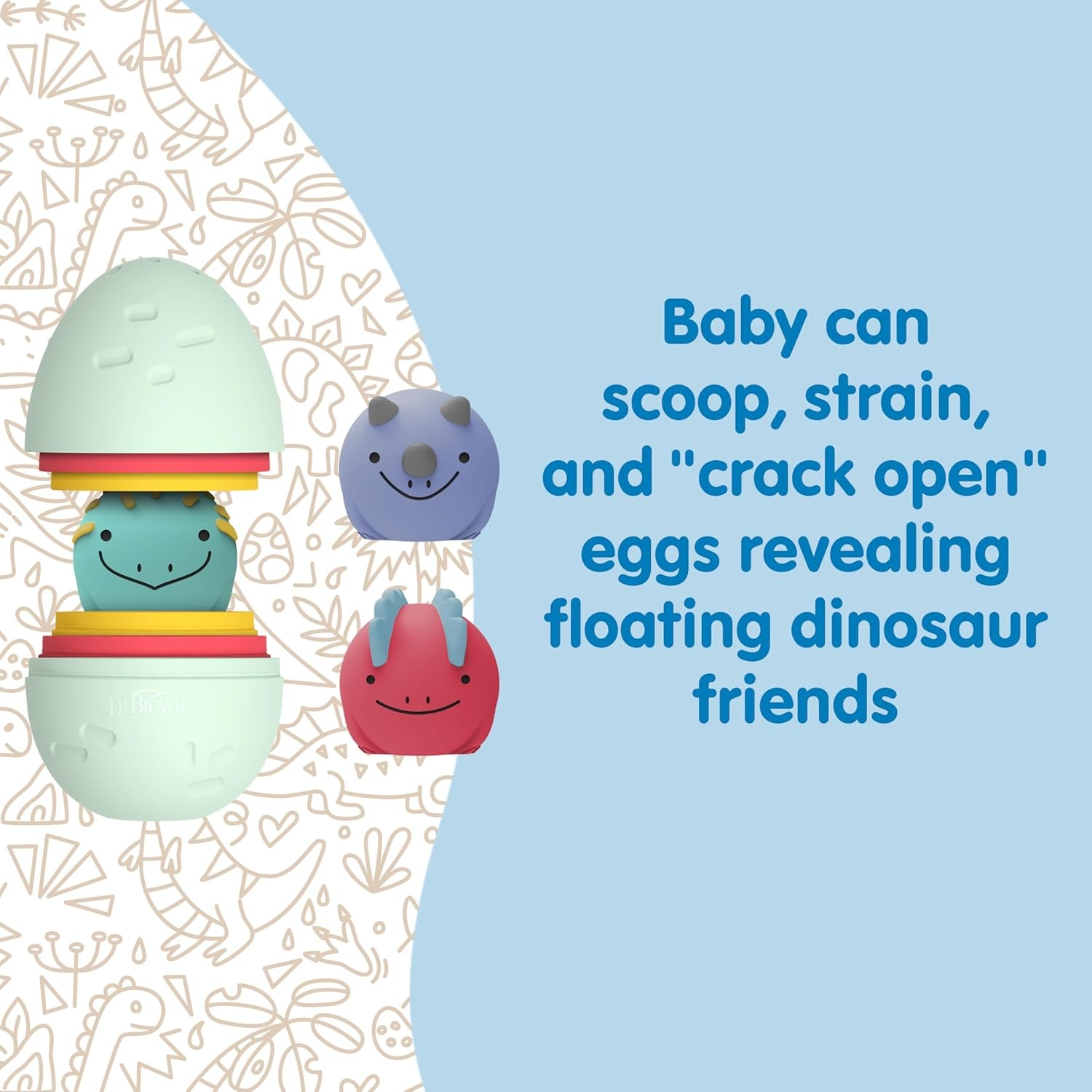 image:imageDr Browns Baby and Toddler Toothbrush Green Dinosaur 1Pack 14 Years CleanUp Float amp Hatch Dino Eggs Bath Toy 6m DinoSoft Baby Bath Spout Cover BPA Free Certified Plastic NeutralDino Hatch Eggs