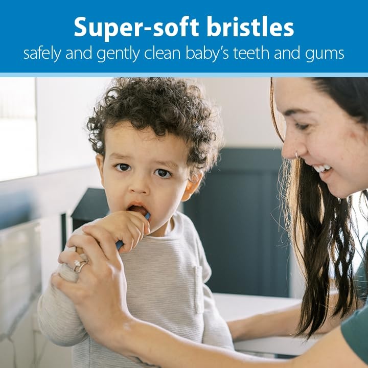 image:imageDr Browns InfanttoToddler Toothbrush Set Soft amp Gentle Manual Toothbrushes for Baby GreenDark BlueEcruBlue BPA Free 03 Years 4Pack4Pack GreenDark BlueEcruBlue