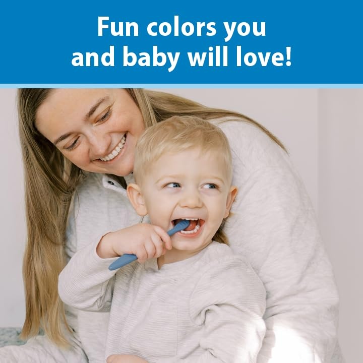 image:imageDr Browns InfanttoToddler Toothbrush Set Soft amp Gentle Manual Toothbrushes for Baby GreenDark BlueEcruBlue BPA Free 03 Years 4Pack4Pack GreenDark BlueEcruBlue