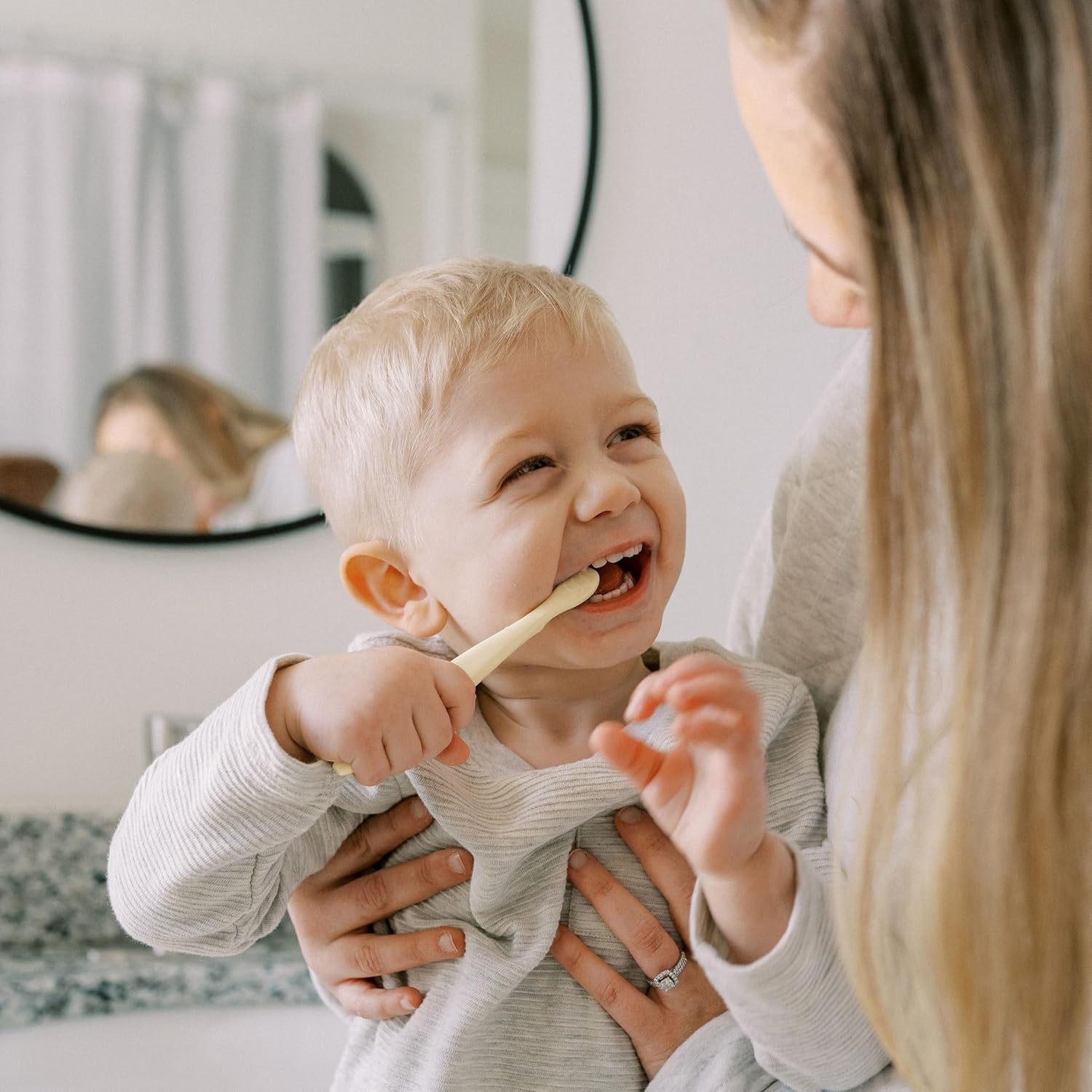 image:imageDr Browns InfanttoToddler Toothbrush Set Soft amp Gentle Manual Toothbrushes for Baby GreenDark BlueEcruBlue BPA Free 03 Years 4Pack4Pack GreenDark BlueEcruBlue