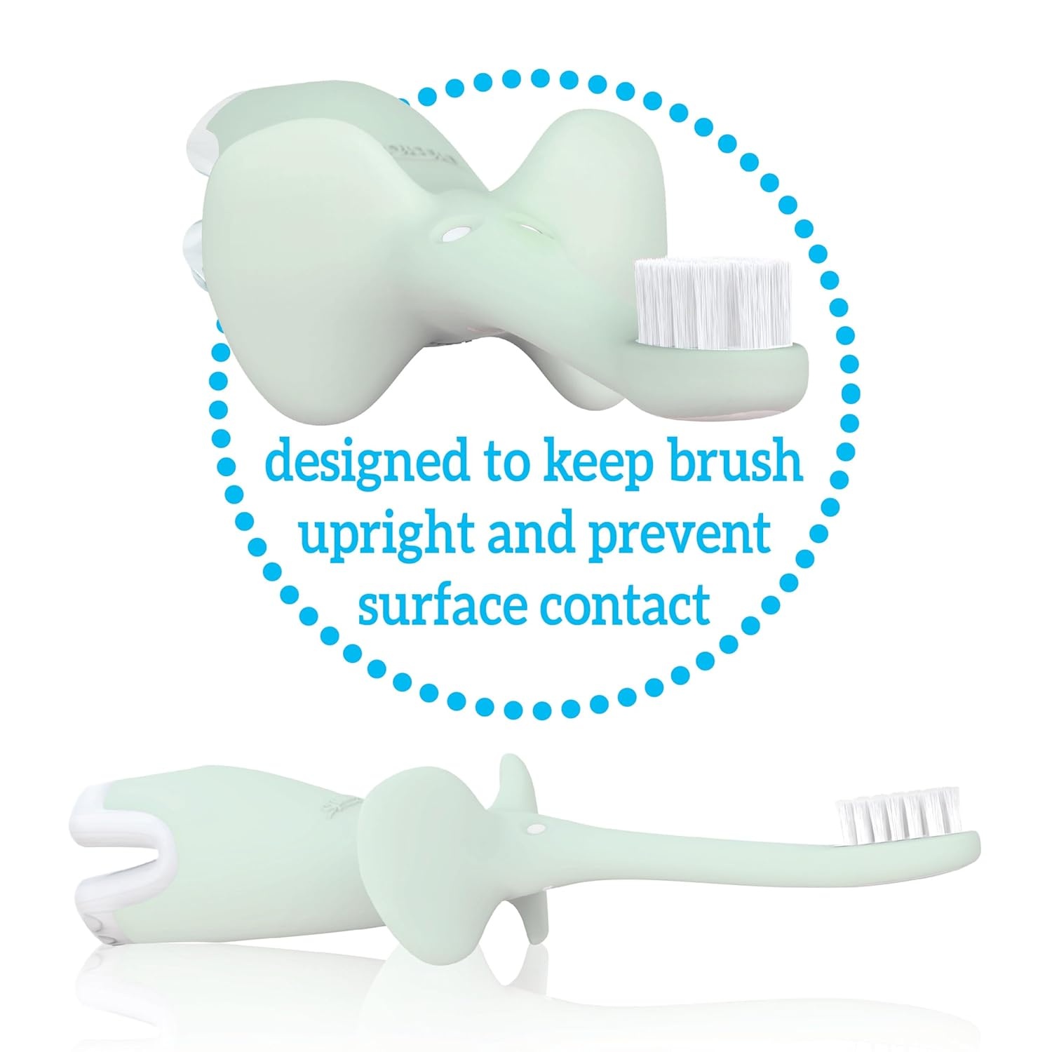 image:imageDr Browns InfanttoToddler Training Toothbrush Set Mint Elephant with FluorideFree Strawberry Baby Toothpaste 03 years