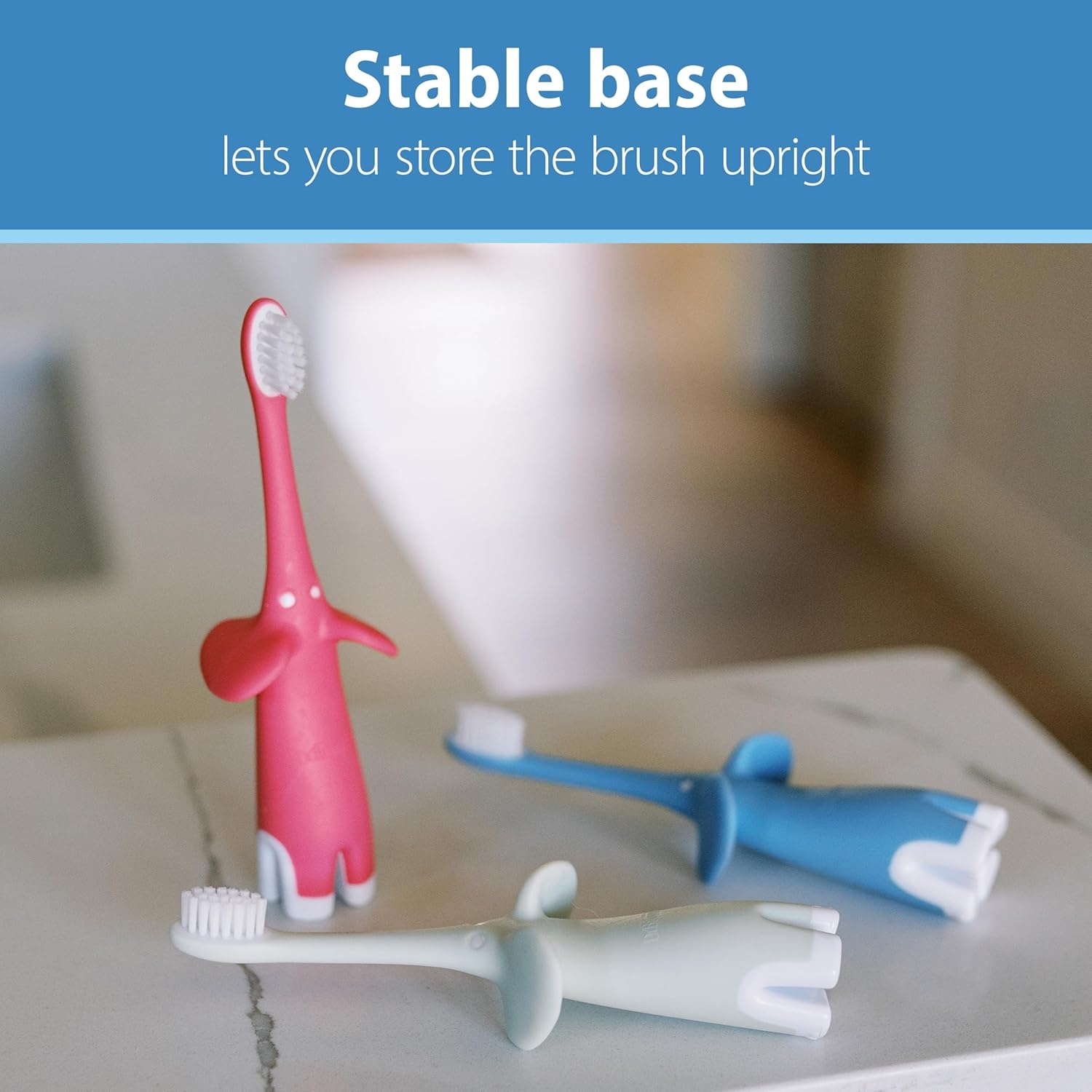 image:imageDr Browns InfanttoToddler Training Toothbrush Set Mint Elephant with FluorideFree Strawberry Baby Toothpaste 03 years