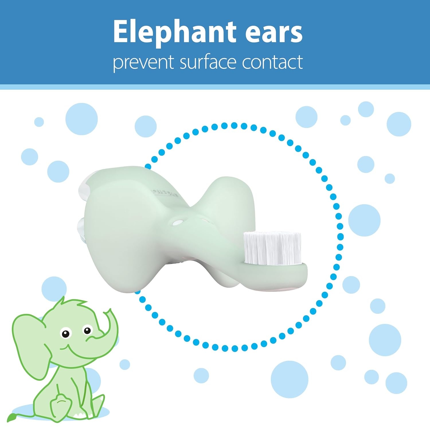 image:imageDr Browns InfanttoToddler Training Toothbrush Set Mint Elephant with FluorideFree Strawberry Baby Toothpaste 03 years