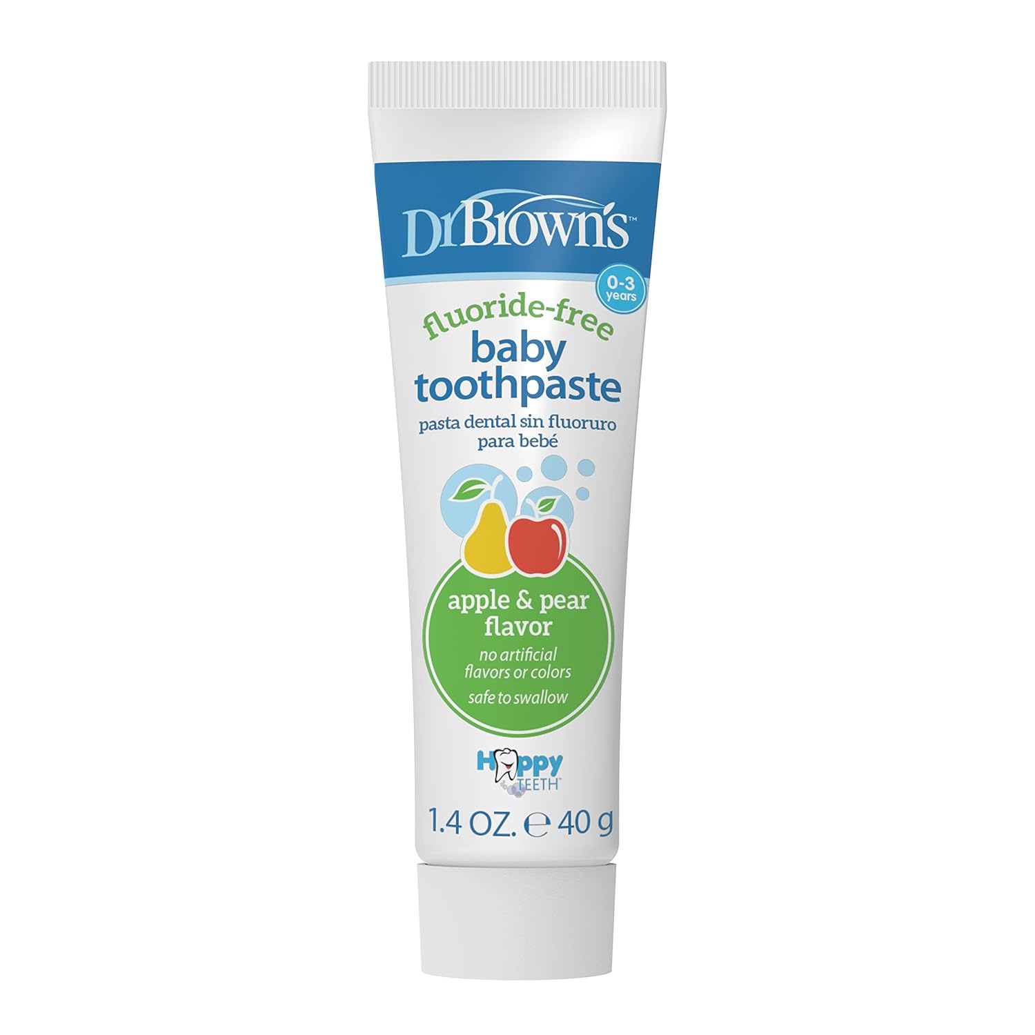 image:imageDr Browns InfanttoToddler Training Toothbrush Set Pink Elephant amp FluorideFree Baby Toothpaste Safe to Swallow Apple Pear 1Pack 14oz40g 03 Years