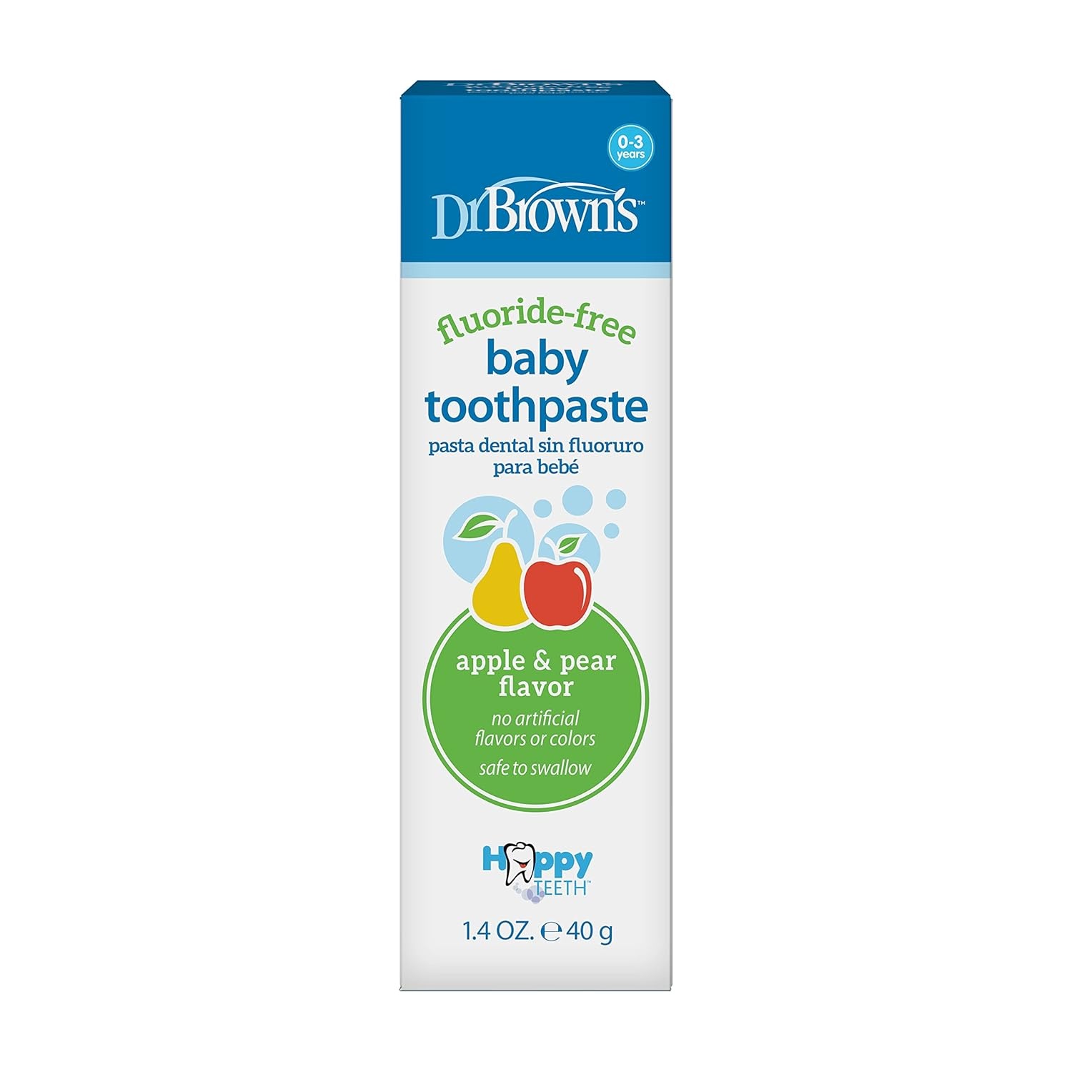 image:imageDr Browns InfanttoToddler Training Toothbrush Set Pink Elephant amp FluorideFree Baby Toothpaste Safe to Swallow Apple Pear 1Pack 14oz40g 03 Years