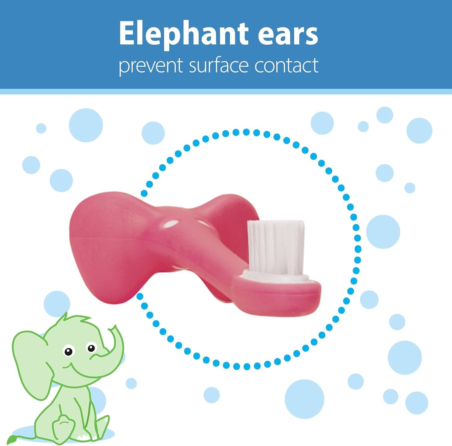 image:imageDr Browns InfanttoToddler Training Toothbrush Soft for Babys First Teeth Pink Elephant 03 Years and Tooth and Gum Wipes 30 Count
