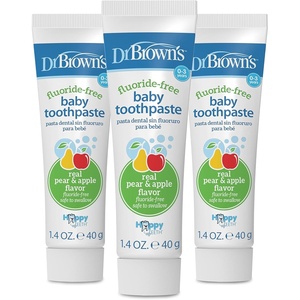 image:imageDr Browns Baby and Toddler Toothbrush Set Orange and Green Dinosaur 2Pack with Strawberry Flavor ToothpasteApple Pear