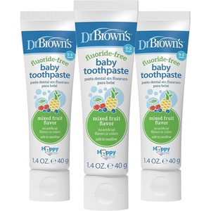 image:imageDr Browns Baby and Toddler Toothbrush Set Orange and Green Dinosaur 2Pack with Strawberry Flavor ToothpasteMixed Fruit