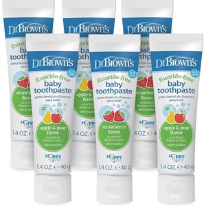 image:imageDr Browns Baby and Toddler Toothbrush Set Orange and Green Dinosaur 2Pack with Strawberry Flavor ToothpasteValue Pack  Apple PearStrawberry