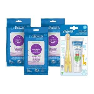 image:imageDr Browns InfanttoToddler Toothbrush Giraffe FluorideFree Toothpaste and Tooth and Gum Wipes 3Count