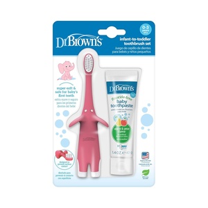 image:imageDr Browns InfanttoToddler Toothbrush Set 14 Ounce Pink