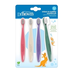 image:imageDr Browns InfanttoToddler Toothbrush Set Soft amp Gentle Manual Toothbrushes for Baby GreenDark BlueEcruBlue BPA Free 03 Years  4Pack4Pack  PinkEcruPurpleDark Green