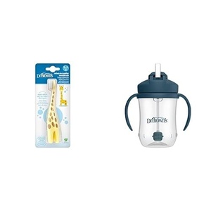 image:imageDr Browns InfanttoToddler Training Toothbrush Soft for Babys First Teeth Giraffe 03 Years amp Milestones Babys Straw Cup Cup Weighted Straw Dark Blue 6m