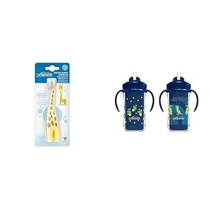 image:imageDr Browns InfanttoToddler Training Toothbrush Soft for Babys First Teeth Giraffe 03 Years amp Milestones Insulated Sippy Cup Straw and Handles SpillProof Tumbler Lid