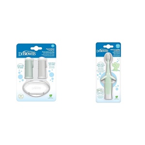 image:imageDr Browns Silicone Finger Toothbrush for Baby with TravelStorage Case 3m Gray and Light Green amp InfanttoToddler Toothbrush Elephant Mint 03 Years2 Pack  Gray  Light Green