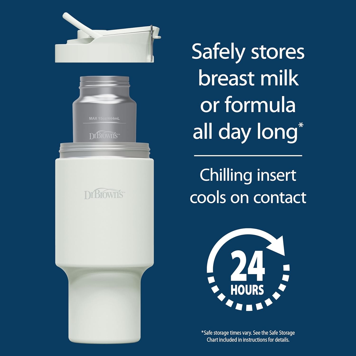 image:imageDr Browns Breast Milk and Formula Chiller Portable Insulated Storage for Breast Pumping and Bottle Feeding 20 oz590 mL Capacity Arctic White BPAFree 1PackArctic White Value Pack