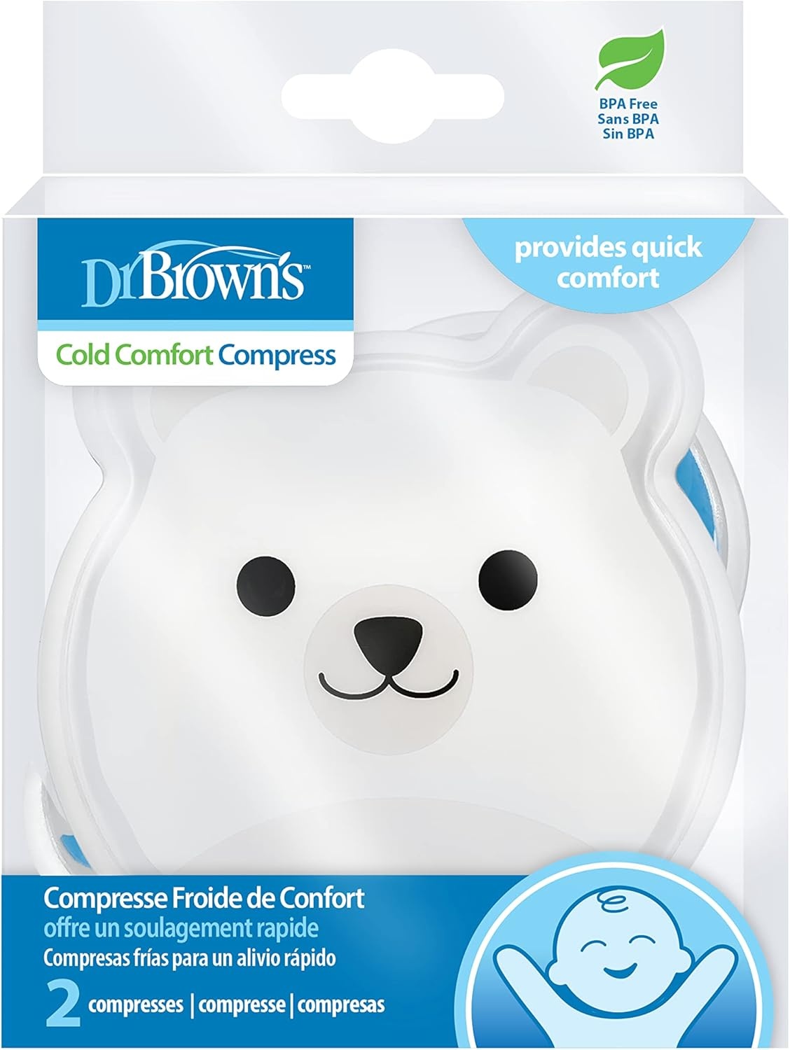 image:imageDr Browns Cold Comfort Compress Baby Ice Pack Freezable Reusable First Aid Pain Relief for Kids Polar Bear and Whale BPA Free 2PackSmall