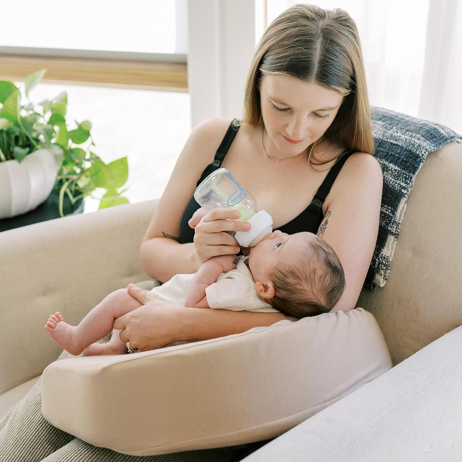 image:imageDr Browns Feeding Support Pillow with Cover Gentle Biege amp Breastfeeding Nipple Shields 20mm amp Disposable Breast Pads 60pk